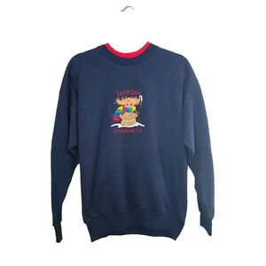 Vintage M & C Energy Navy Blue Let It Snow Pullover Sweatshirt Womans Size Large